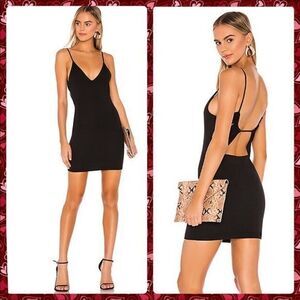 Lovers + Friends X Revolve Black Mini Open Back Bodycon.  Date Night NWOT